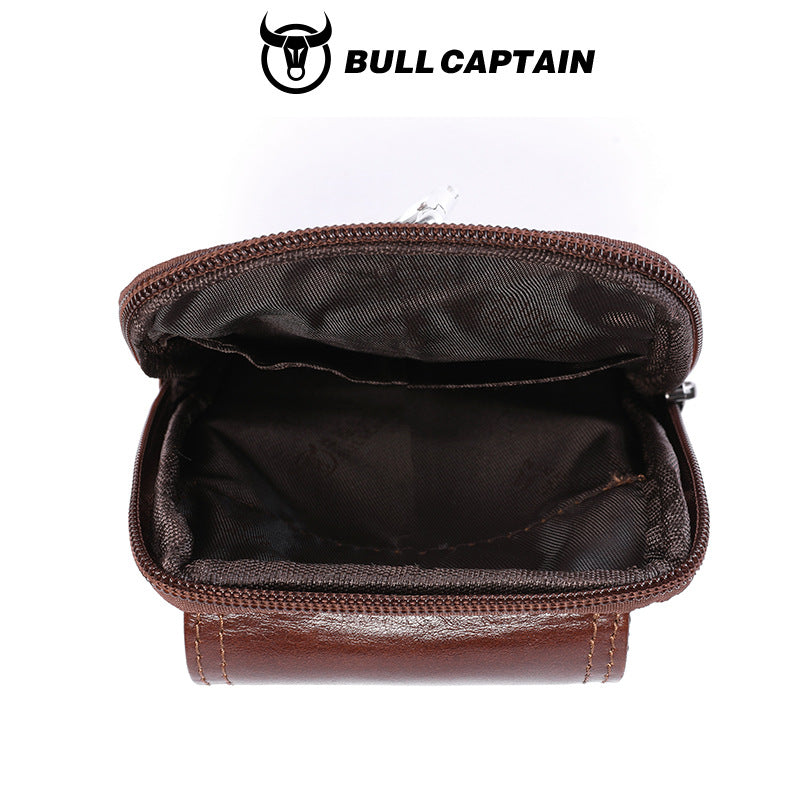 Men's Bull Captain Leather Wear Mobile Pouch Men's Waist Packs