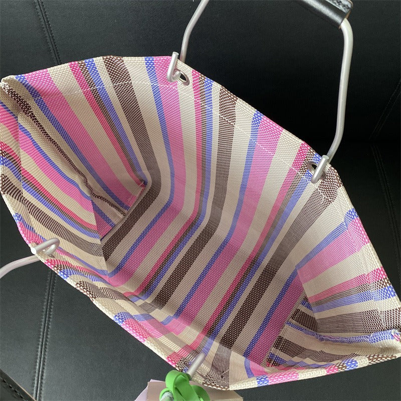 Xi Straw Woven Leisure Shopping Colorful Handbags