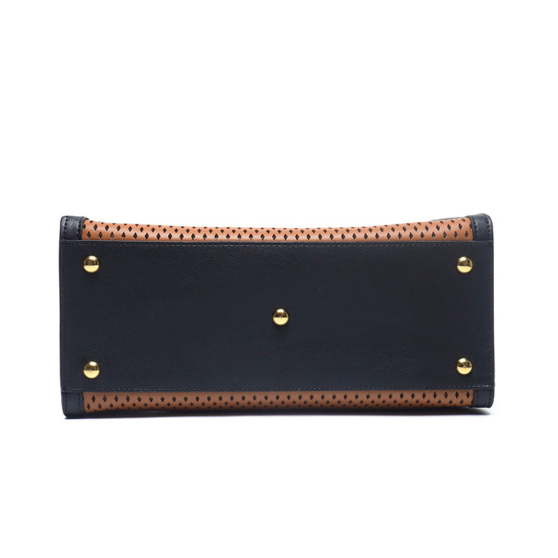 Women's Fashion Retro Contrast Color Versatile Large Handbags