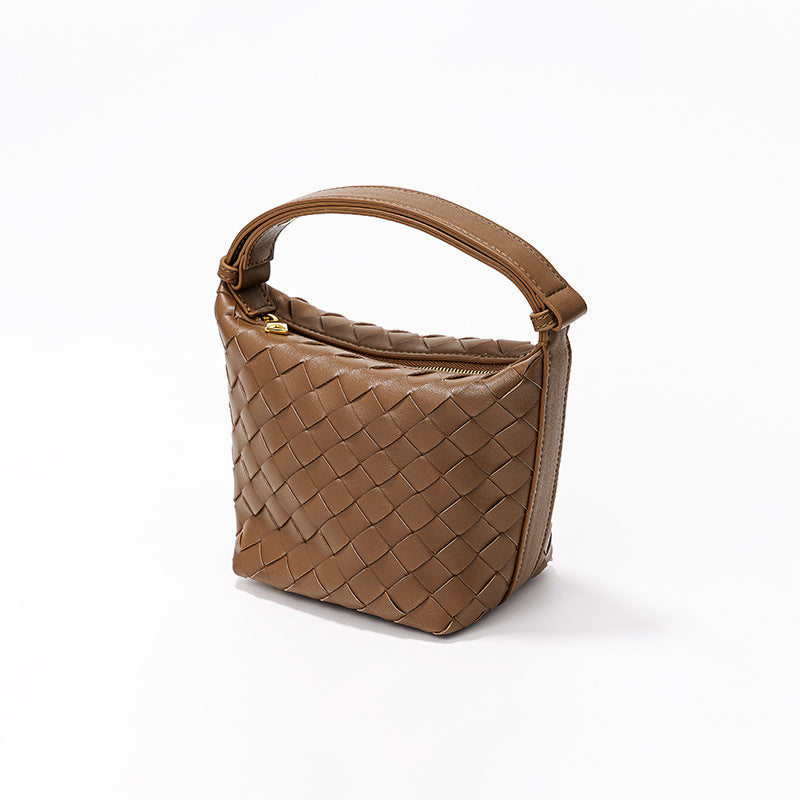 Women's Woven Lunch Box Style Design Sier Bucket Bags