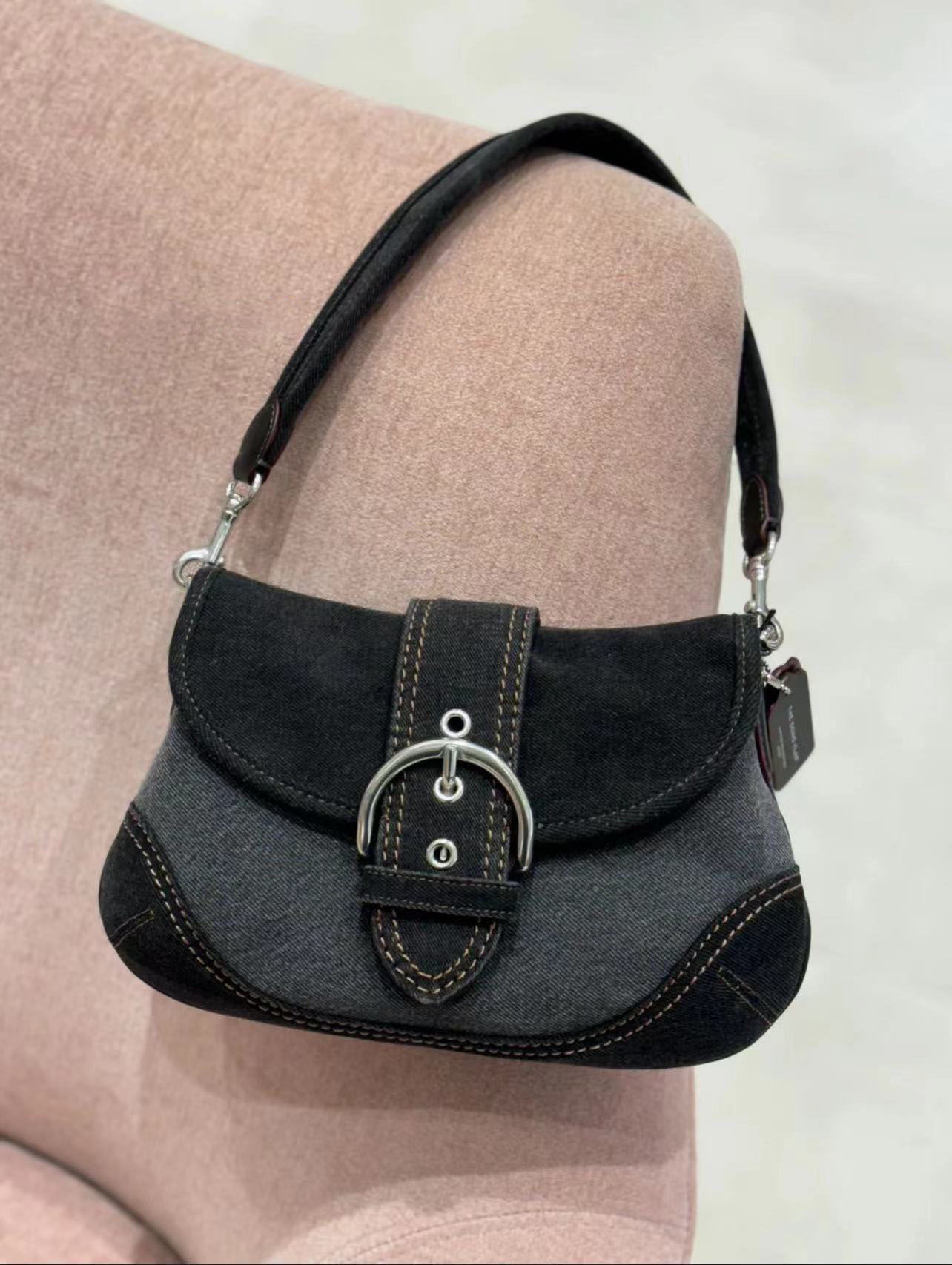 Women's Pea Leather Retro Trendy Solid Color Armpit Bags