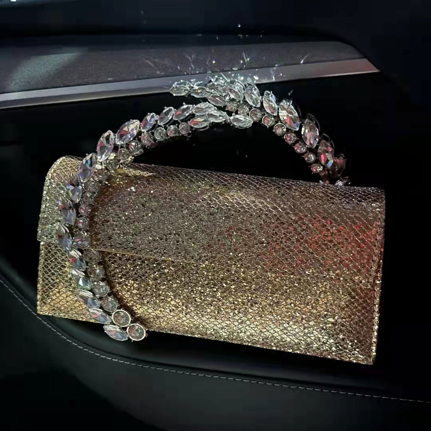 Women's Innovative Rhinestone Diamond Satin Dinner Small Square Bags