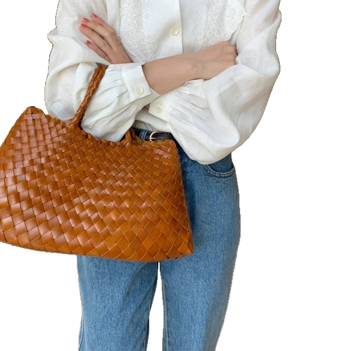 Women's Retro Hand-woven Niche Vegetable Basket Large Handbags