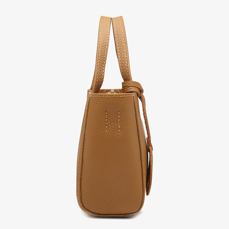 Women's First Layer Cowhide Simple Leather Lychee Pattern Shoulder Bags