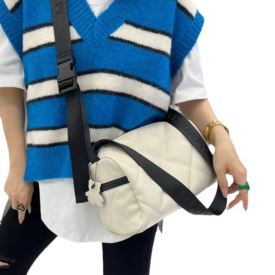 Women's Soft Leather Lazy Style Diamond Pattern Crossbody Bags