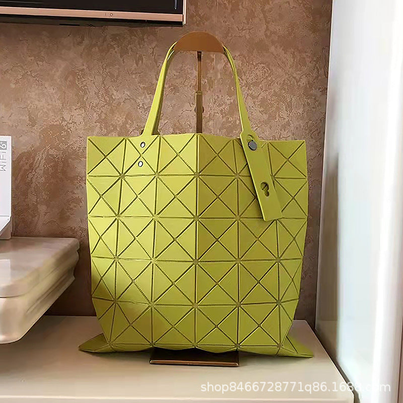 Women's Summer Grid Frosted Same Background Color Rhombic Shoulder Bags