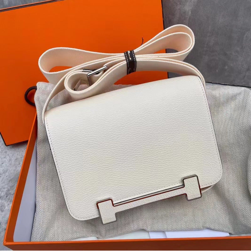 Women's Clogs Genuine Leather Wide Strap Stewardess Small Square Bags