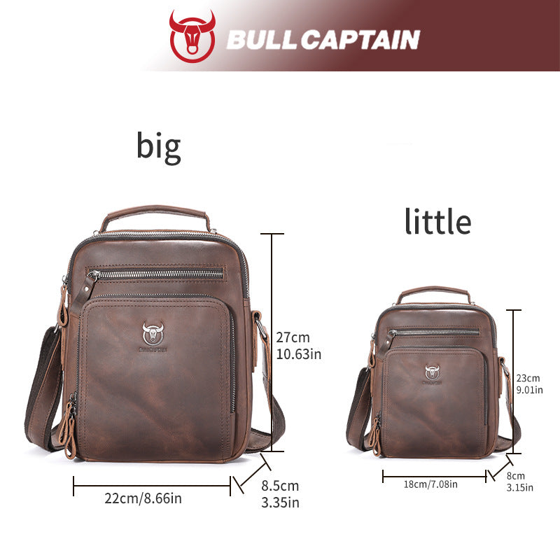 Men's Bull Captain Retro Crazy Horse Leather Bags