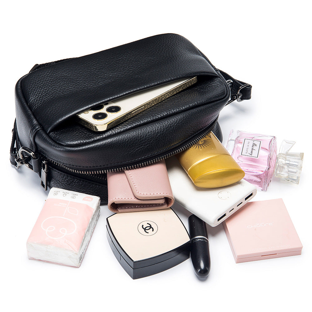 Women's Genuine Leather Trade Solid Color High-grade Small Square Bags