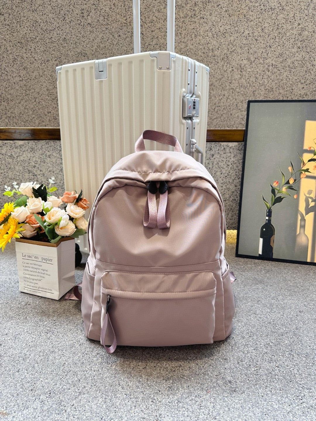Female Junior High College Solid Color Minimalist Style Niche Middle School Students' Schoolbags
