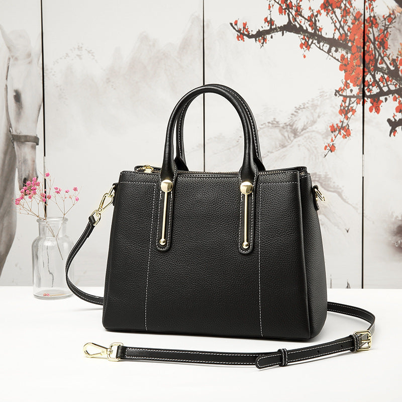 Women's Elegant Mother First Layer Cowhide Genuine Handbags