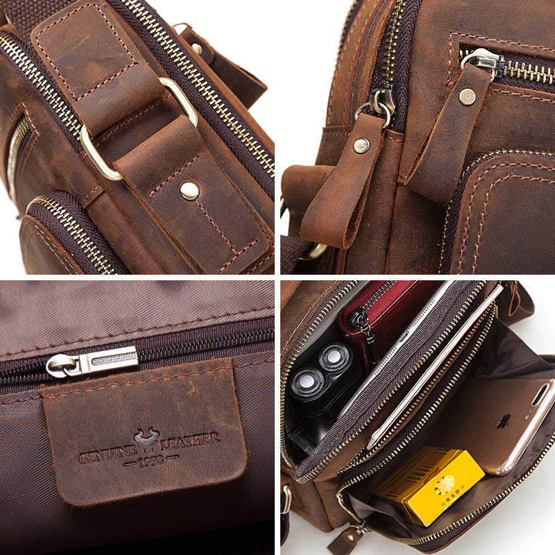 Men's Leather Crazy Horse Oil Wax Men's Messenger Bags
