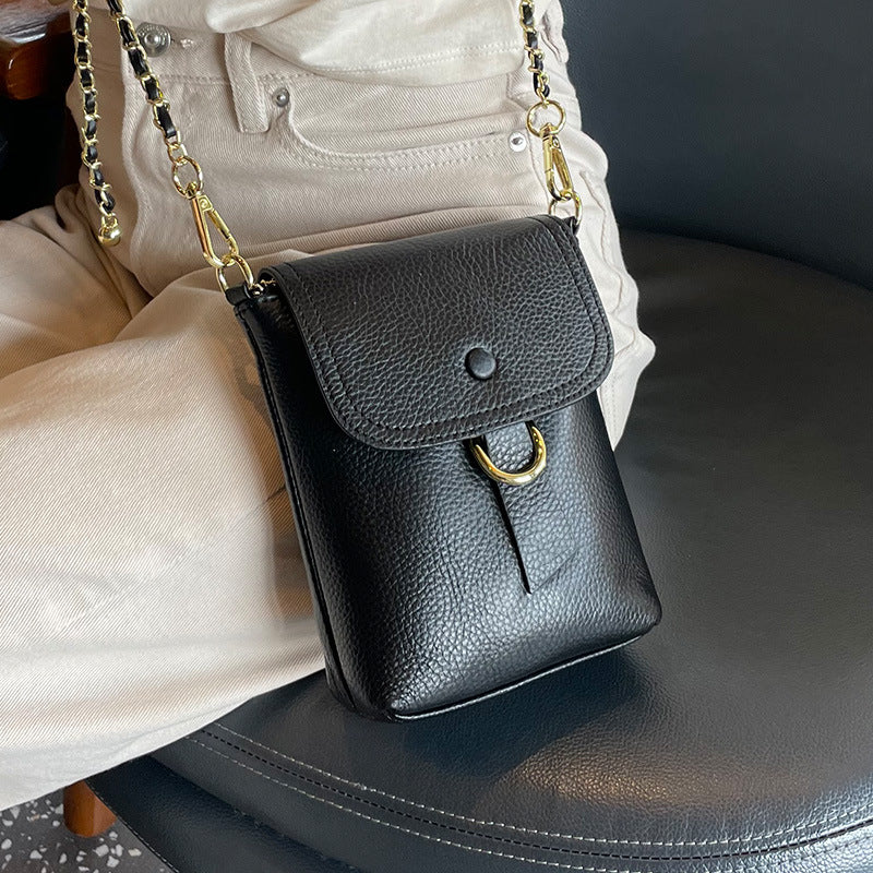 Women's Genuine Leather Golden Ball First Layer Cowhide Crossbody Bags