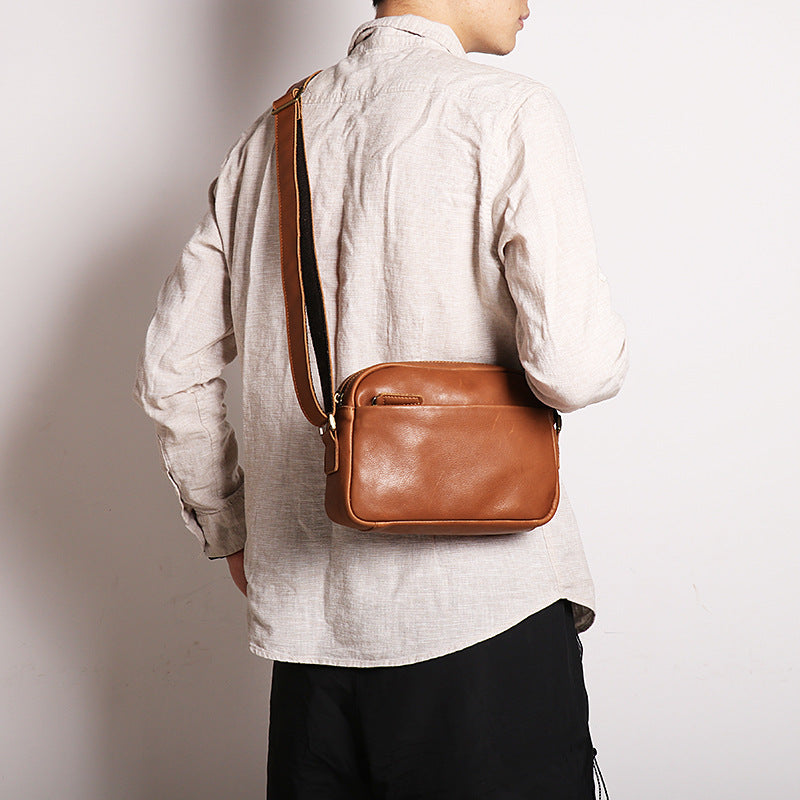 Women's & Men's & Fashion Simple Cowhide Artistic Men's Shoulder Bags