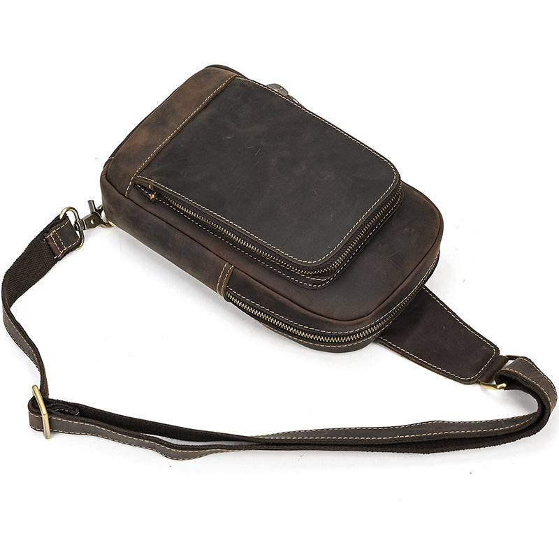 Crazy Horse Leather Genuine First Layer Men's Chest Bags