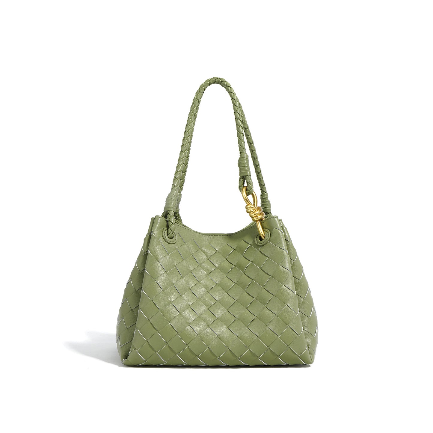 Women's Genuine Cattlehide Leather Surface Woven Retro Bucket Bags