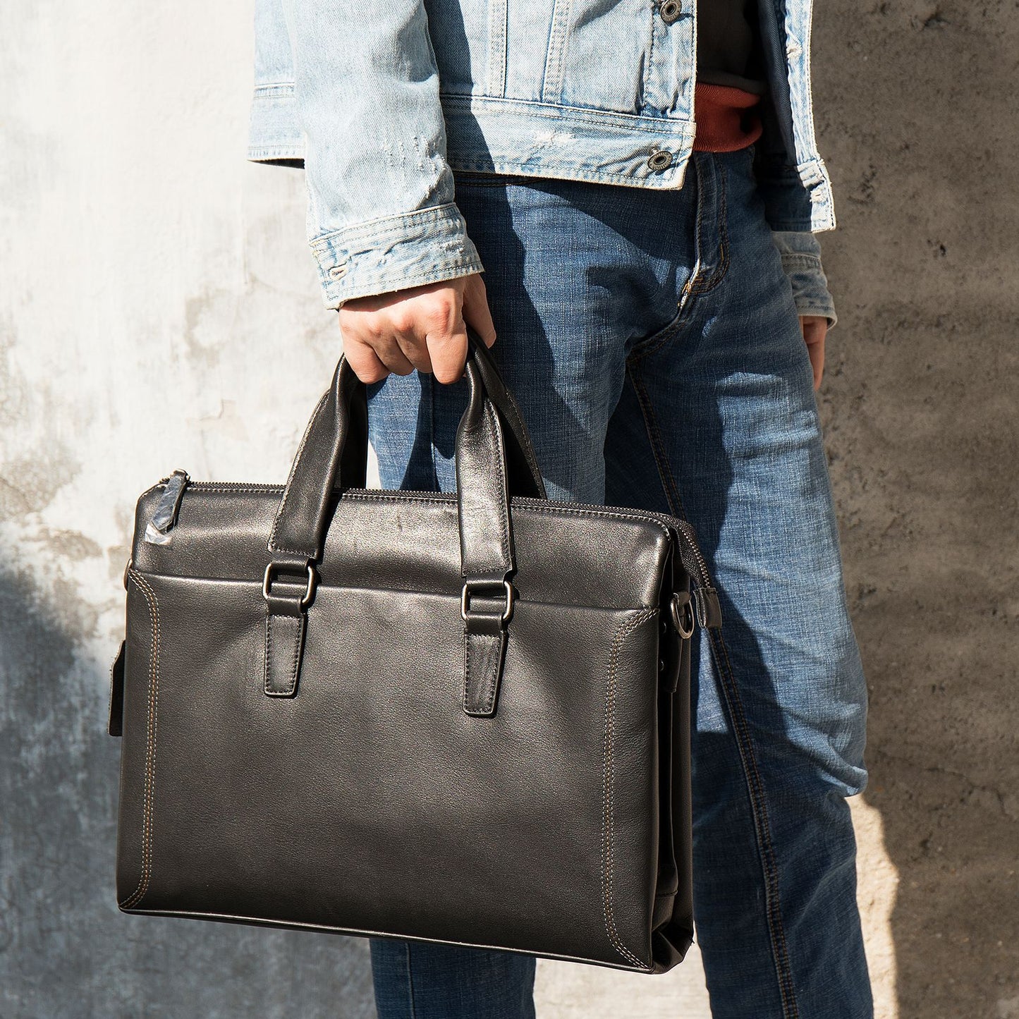 Men's Leather Business First Layer Cowhide Portable Men's Briefcases