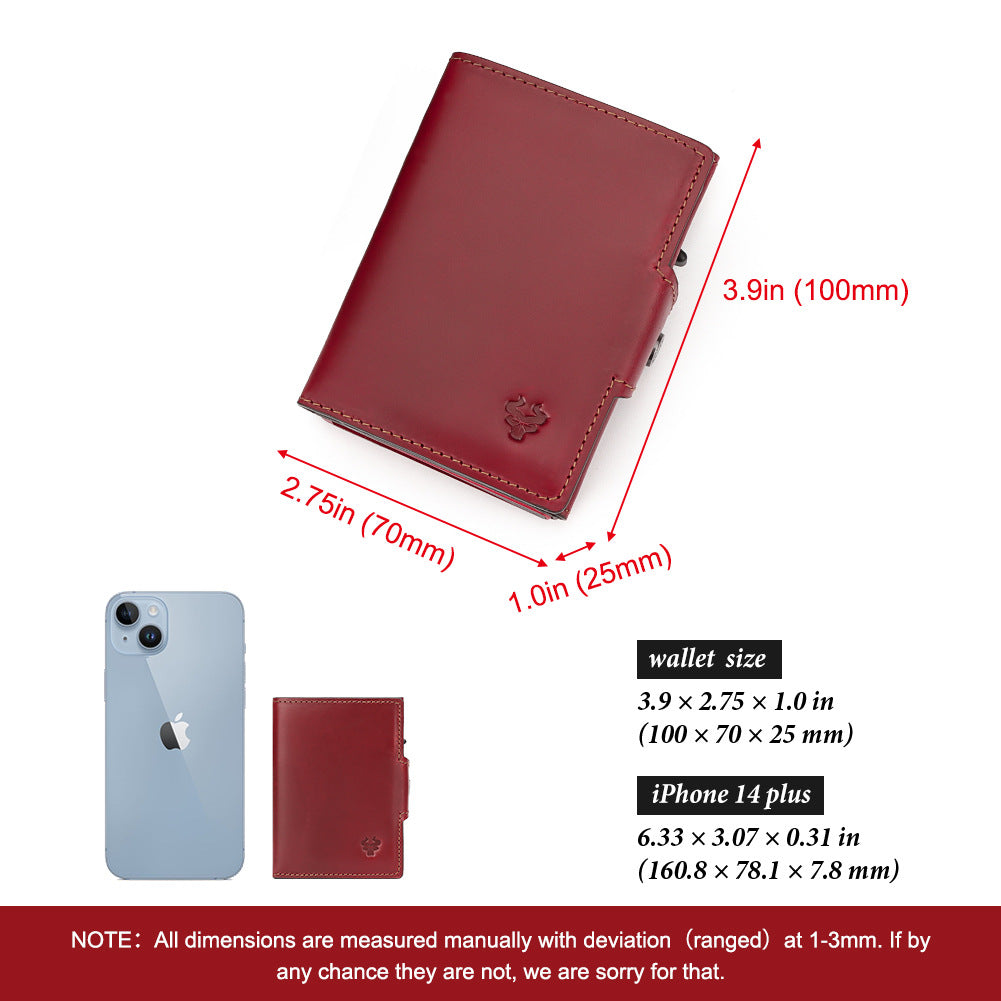 Crazy Horse Leather Pocket Automatic Delivery Card Holder