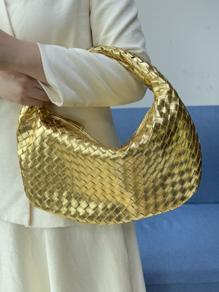Women's High-grade Woven Stylish Underarm Large Capacity Tote Bags