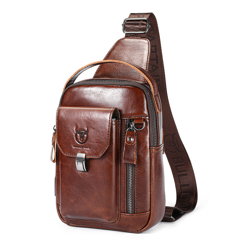 Men's Bull Captain Large Capacity Genuine Leather Phone Bags