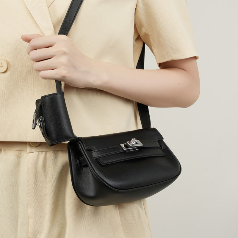 Women's Elegant Leather Mini Oblique Saddle Crossbody Bags