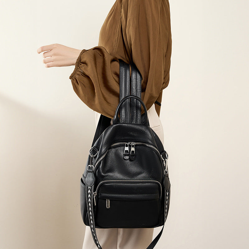 Women's Genuine Leather Soft Fashionable Trendy Head Layer Cowhide Backpacks