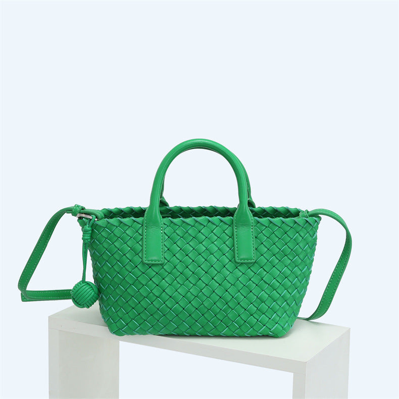 Women's Fashion Sheepskin Hand-woven Vegetable Basket Genuine Crossbody Bags