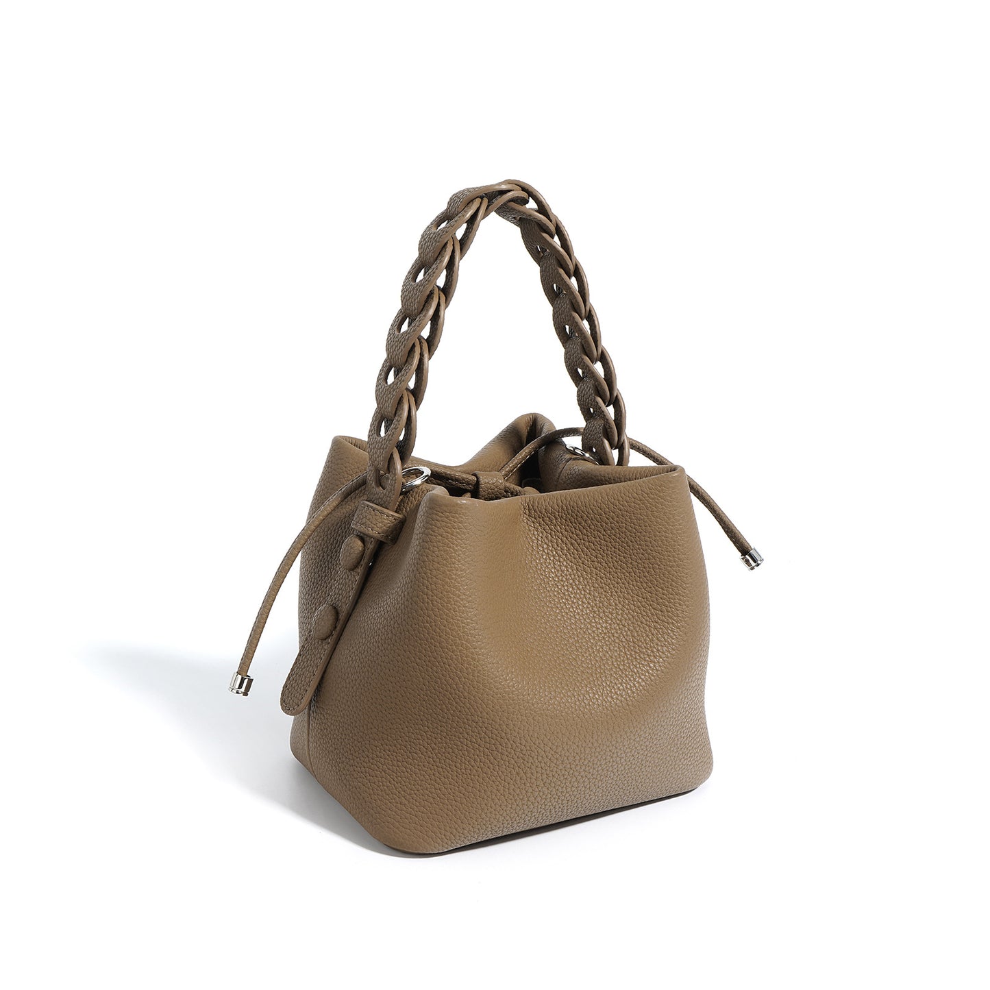Top Layer Cowhide Autumn Textured Genuine Leather Bucket Bags