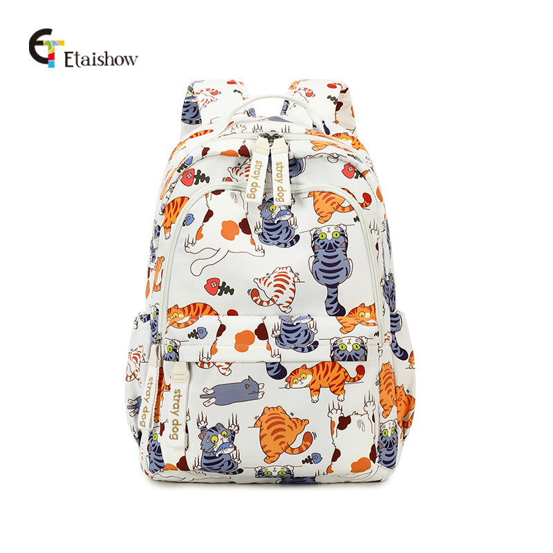 Niche Large Capacity Cat Printing Korean Elementary School Students' Schoolbags