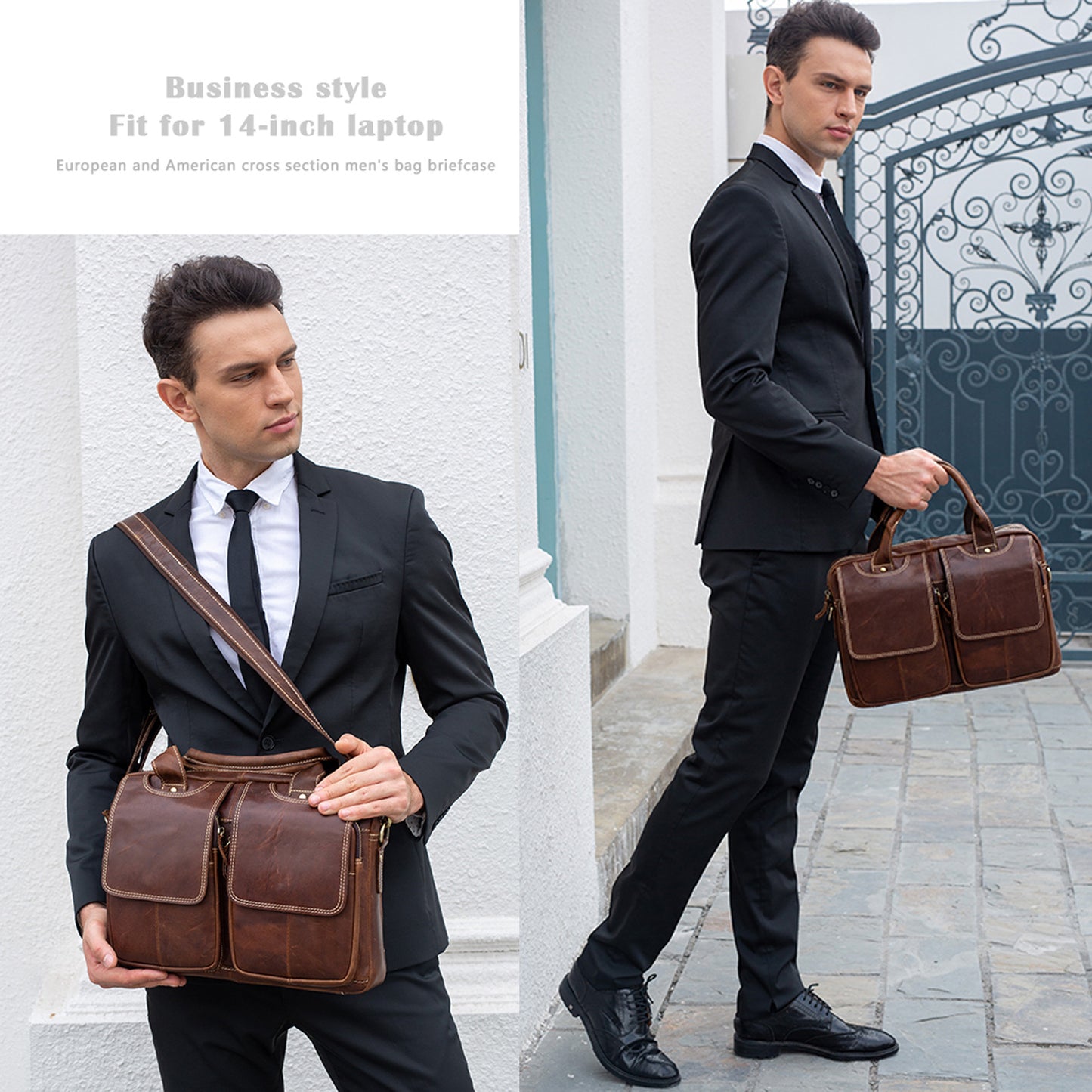 Men's First Layer Cowhide Leather Computer Men's Briefcases