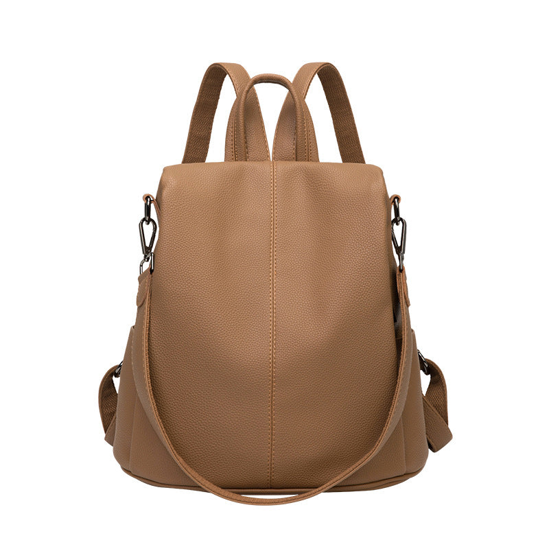 Women's Korean Stylish Simple Versatile Soft Leather Backpacks