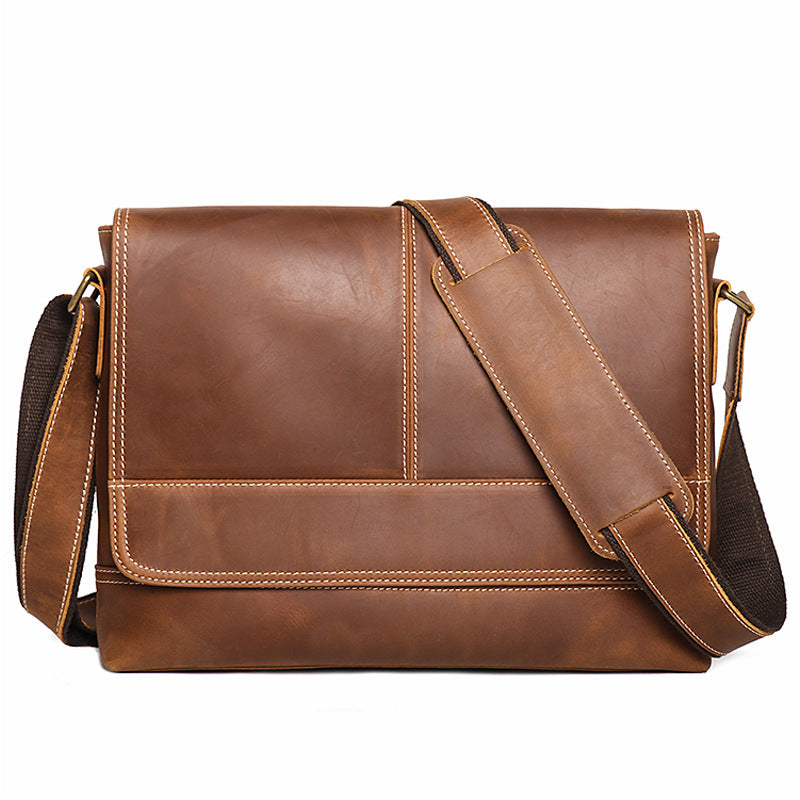 Women's & Men's & Consignment Crazy Horse Leather Retro Shoulder Bags