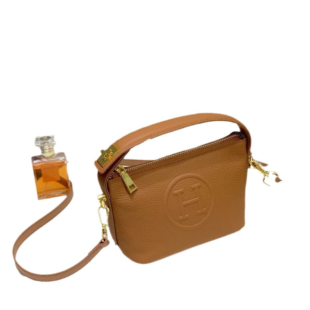 Women's Box Genuine Leather Portable Large Capacity Handbags