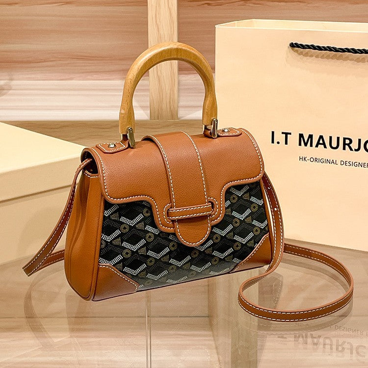 Women's Saigon Wooden Genuine Leather Presbyopic Commuter Handbags