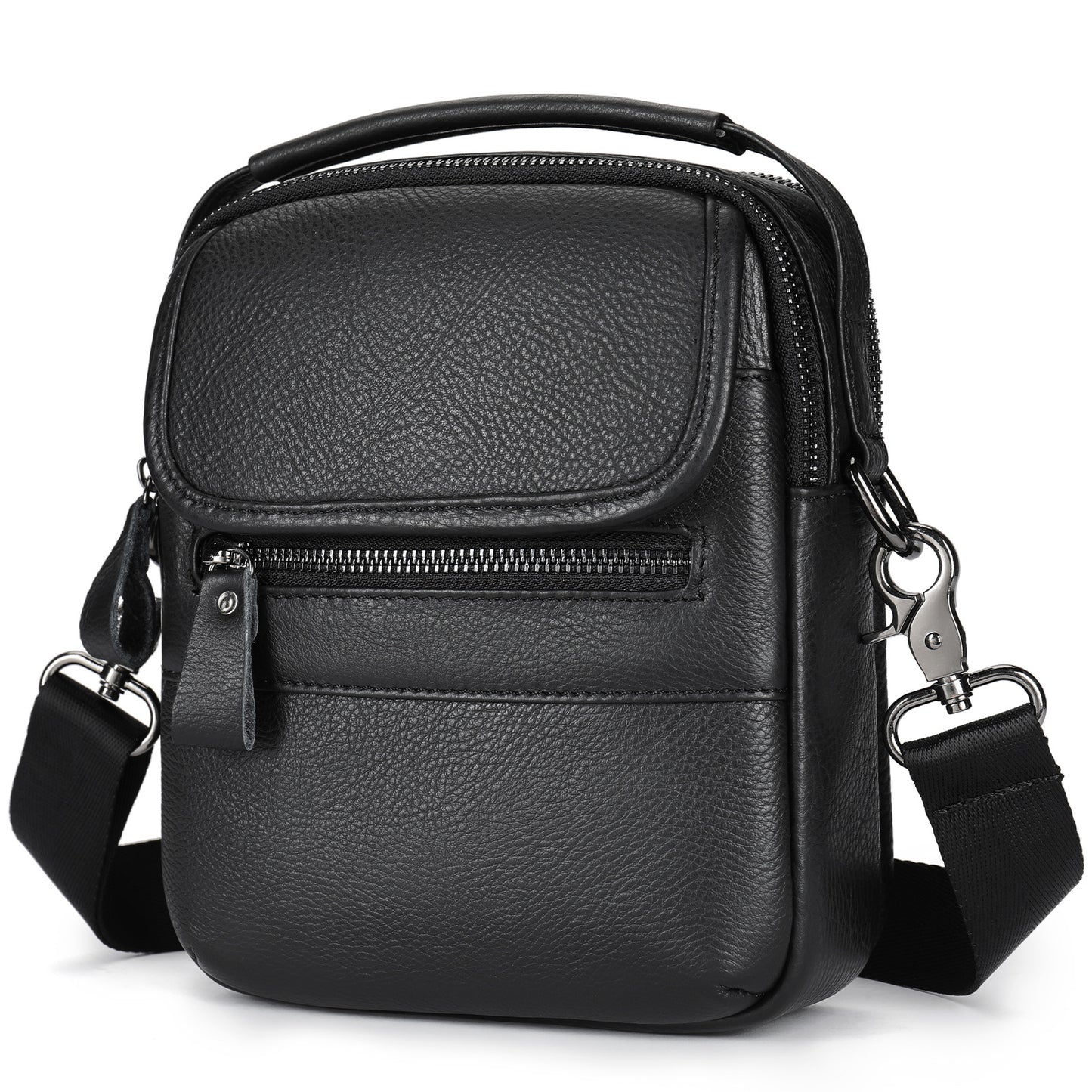 Men's First Layer Cowhide Multifunctional Black Commuter Men's Shoulder Bags