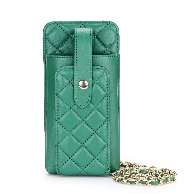 Women's Classic Style Rhombus Vertical Mobile Chain Phone Bags