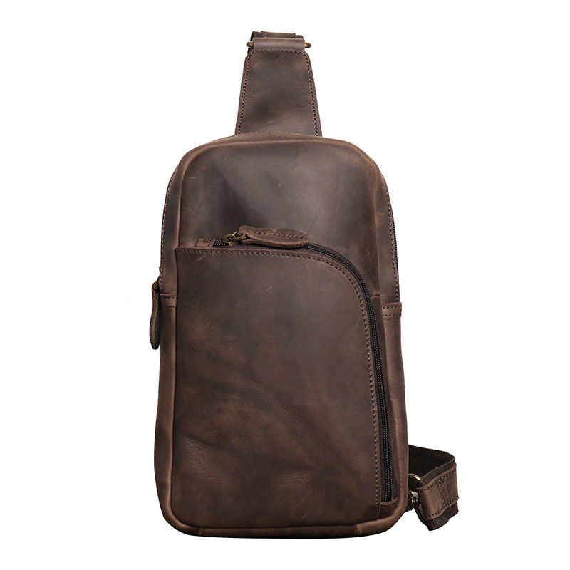 Women's & Men's & Leather Retro Crazy Horse Large Men's Chest Bags