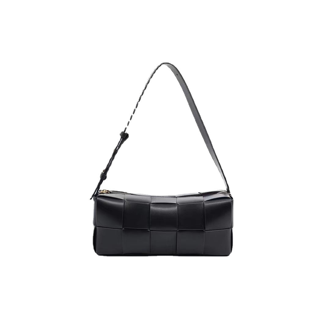 Women's Genuine Leather Woven Pink Versatile Underarm High-grade Hand Armpit Bags