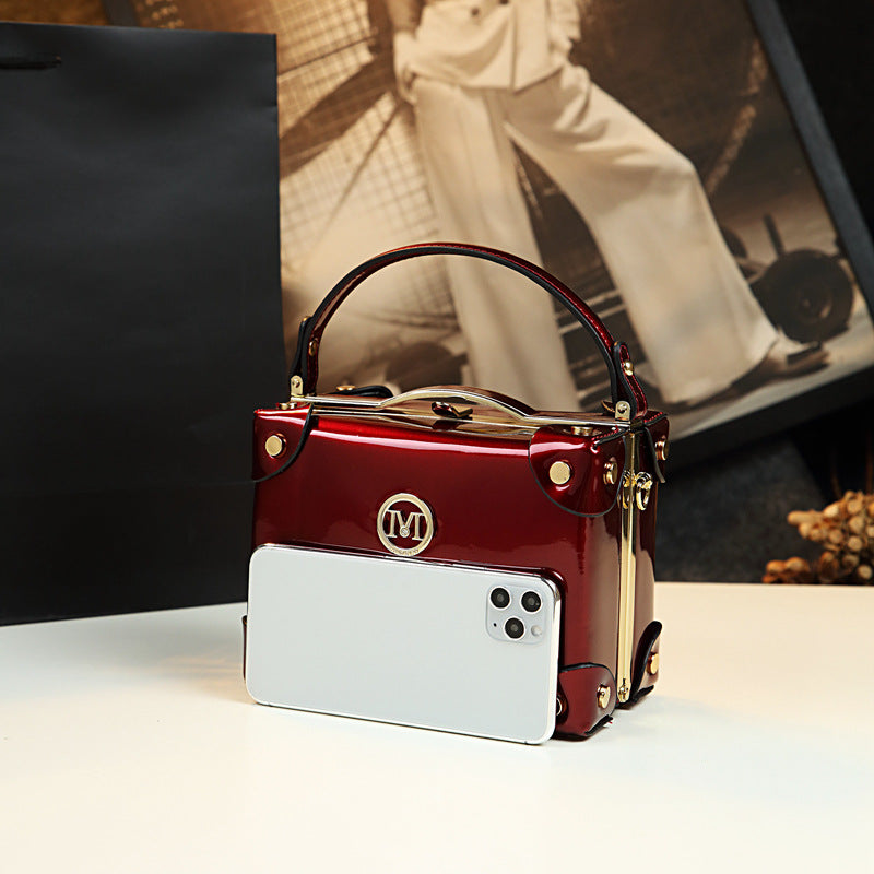 Women's Niche Design Box Patent Leather Trendy Crossbody Bags