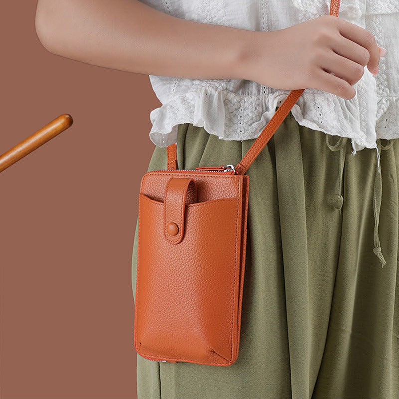 Leather Mobile High-grade First Layer Cowhide Trendy Phone Bags