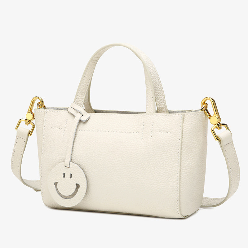Women's First Layer Cowhide Simple Leather Lychee Pattern Shoulder Bags