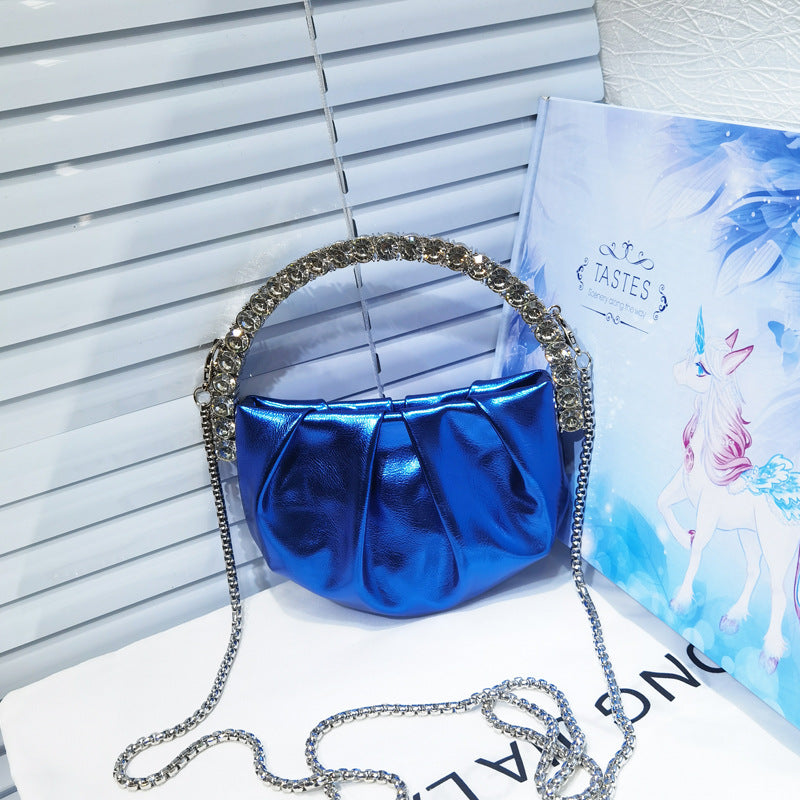 Round Diamond Pleated Dinner Niche Cloud Crossbody Bags