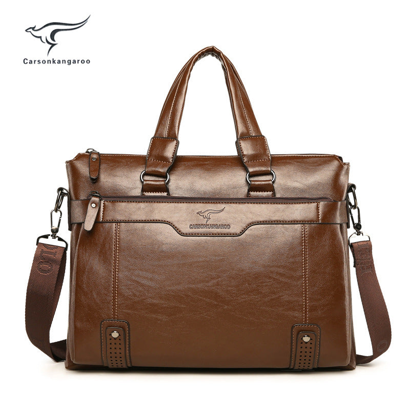 Men's Kangaroo Leather Business Horizontal Vertical Cowhide Men's Shoulder Bags
