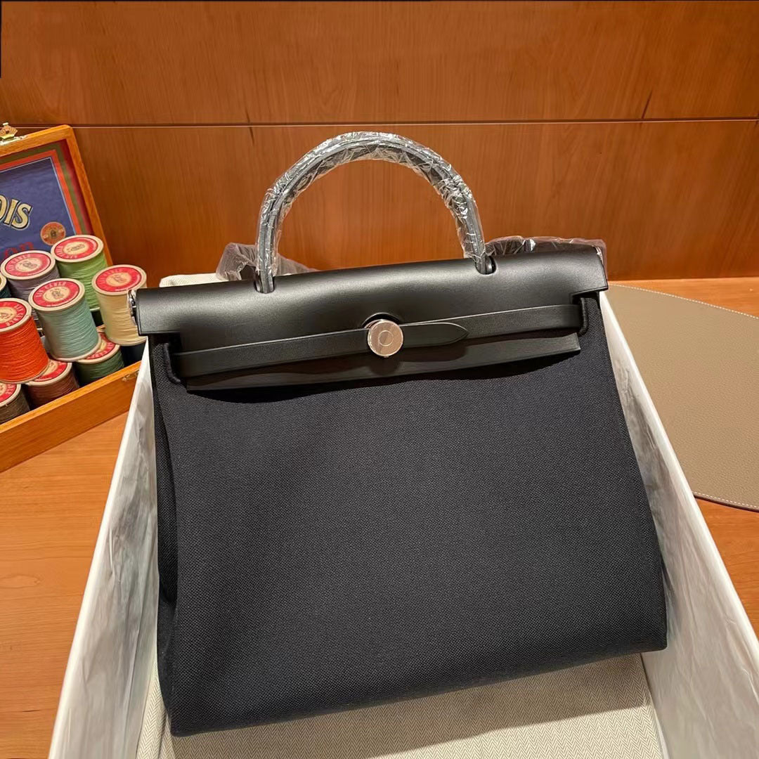 Handmade Wax Line Genuine Leather Inner Seam Tote Bags
