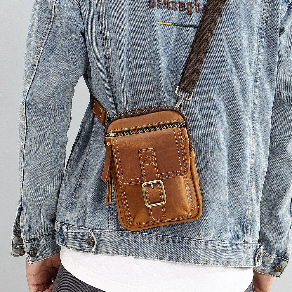 Men's First Layer Cowhide Mobile Genuine Leather Men's Messenger Bags