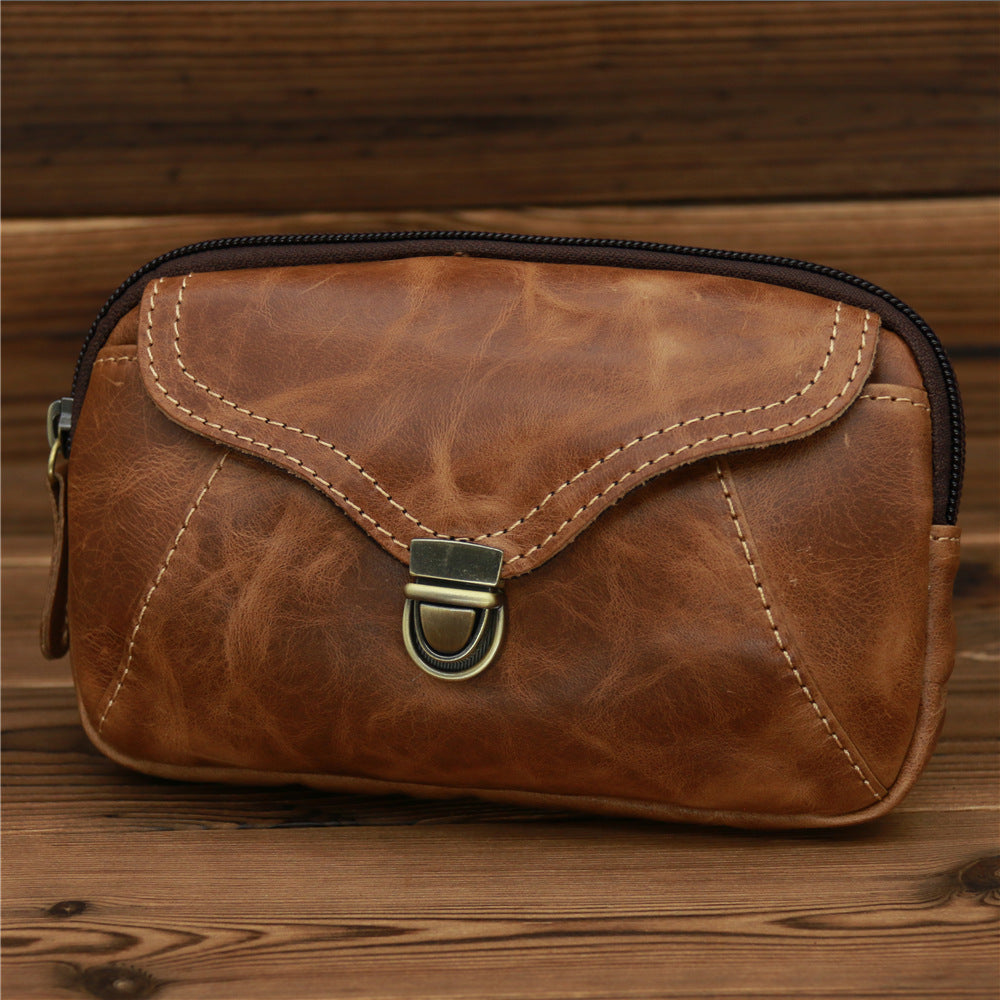 Men's Leather First Layer Cowhide Hanging Stall Men's Waist Packs