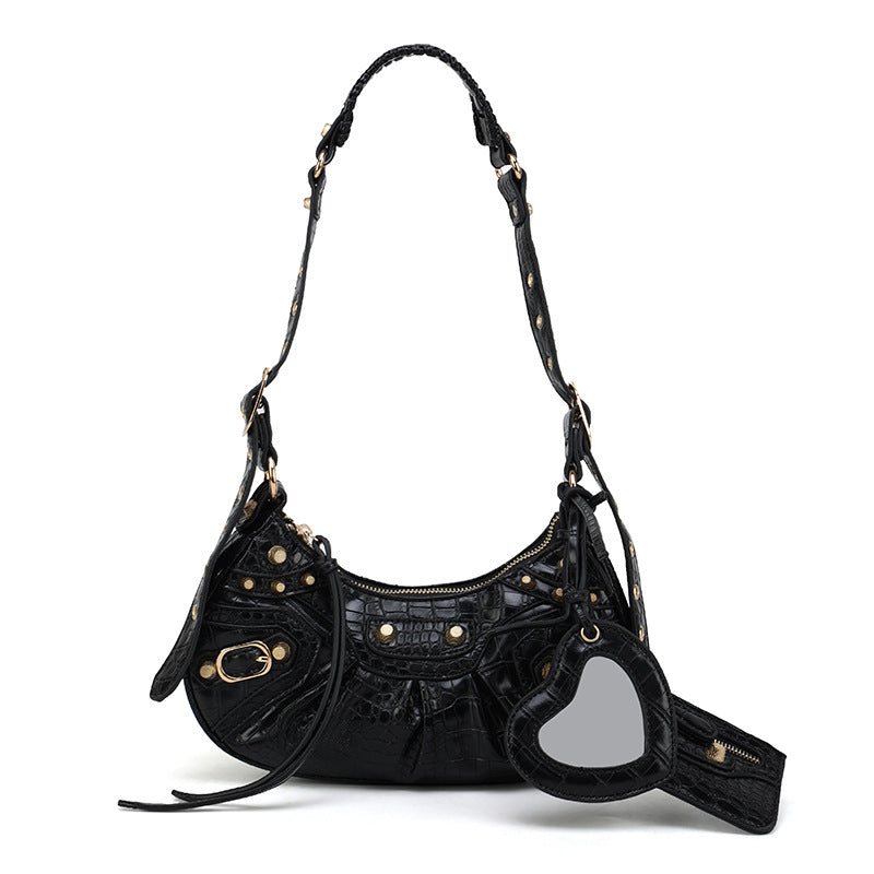 Motorcycle Three-in-one Crocodile Rivet Underarm Selenodont Shoulder Bags