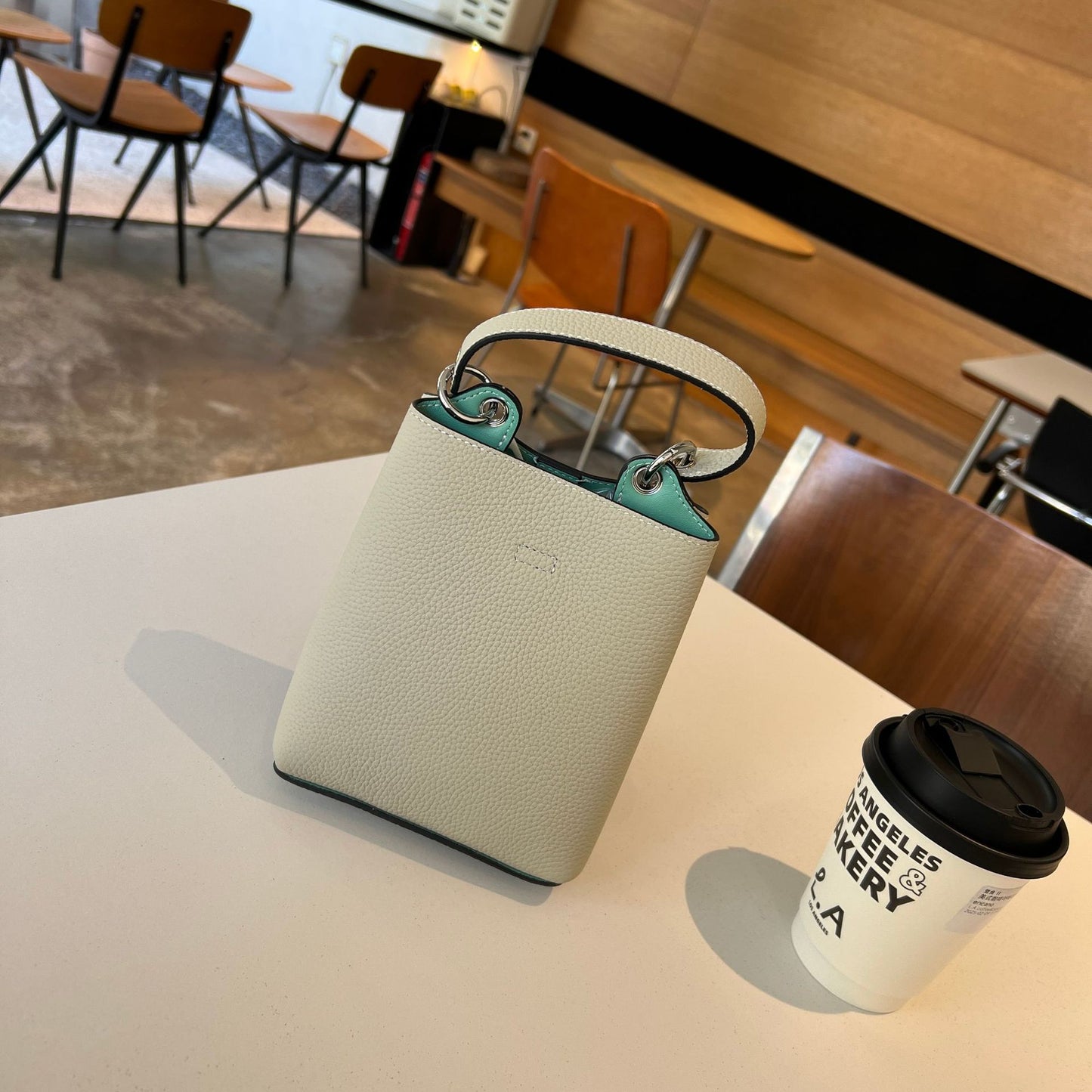 Women's Contrast Color Top Layer Leather Mini Phone Bags