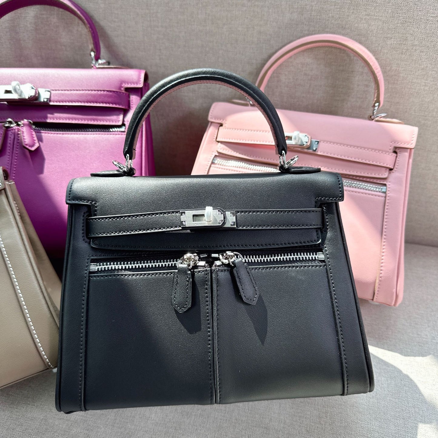 Top Layer Cow Leather Wide Strap Handbags