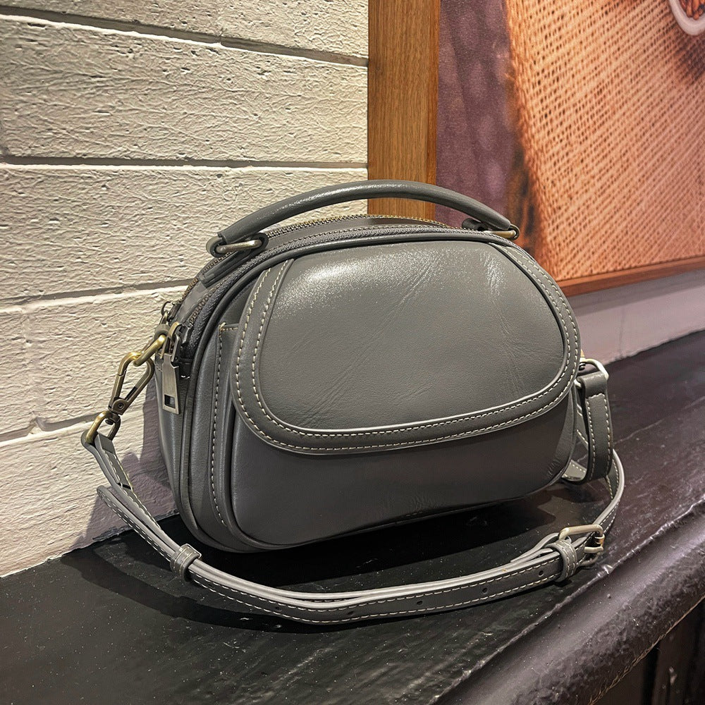 Women's First Layer Cowhide Round Live Broadcast Crossbody Bags